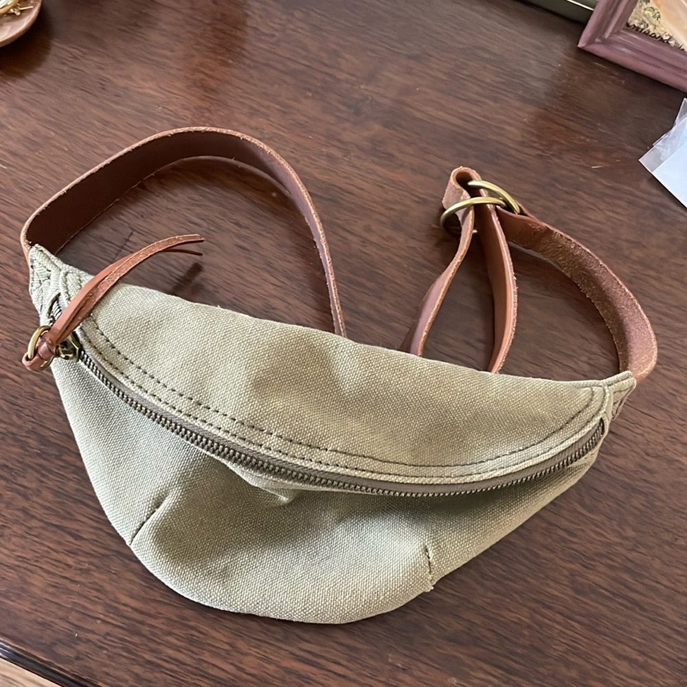 Madewell Mini Bag Green and Brown with Leather Trim
